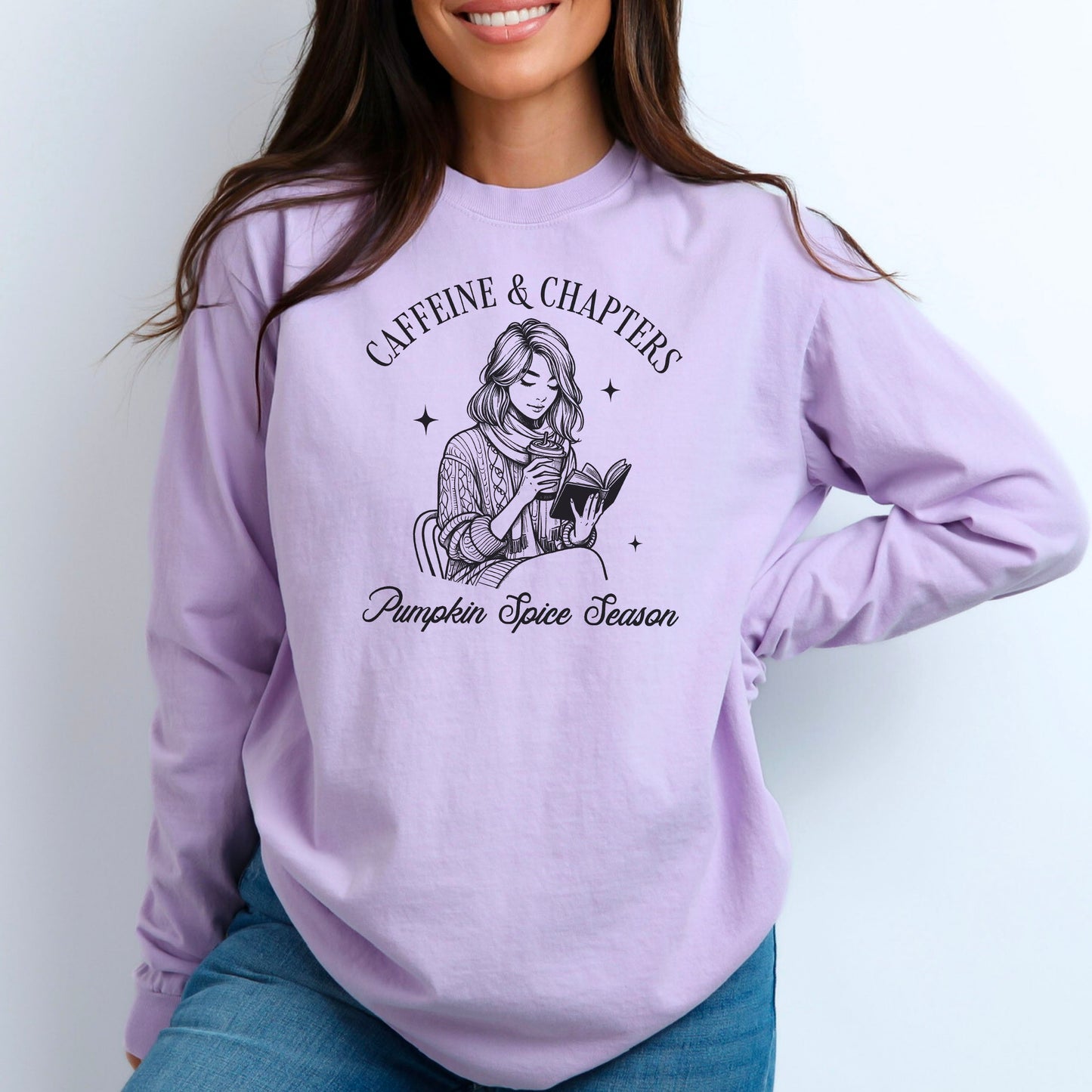 Caffeine and Chapters Premium Long Sleeve Shirt