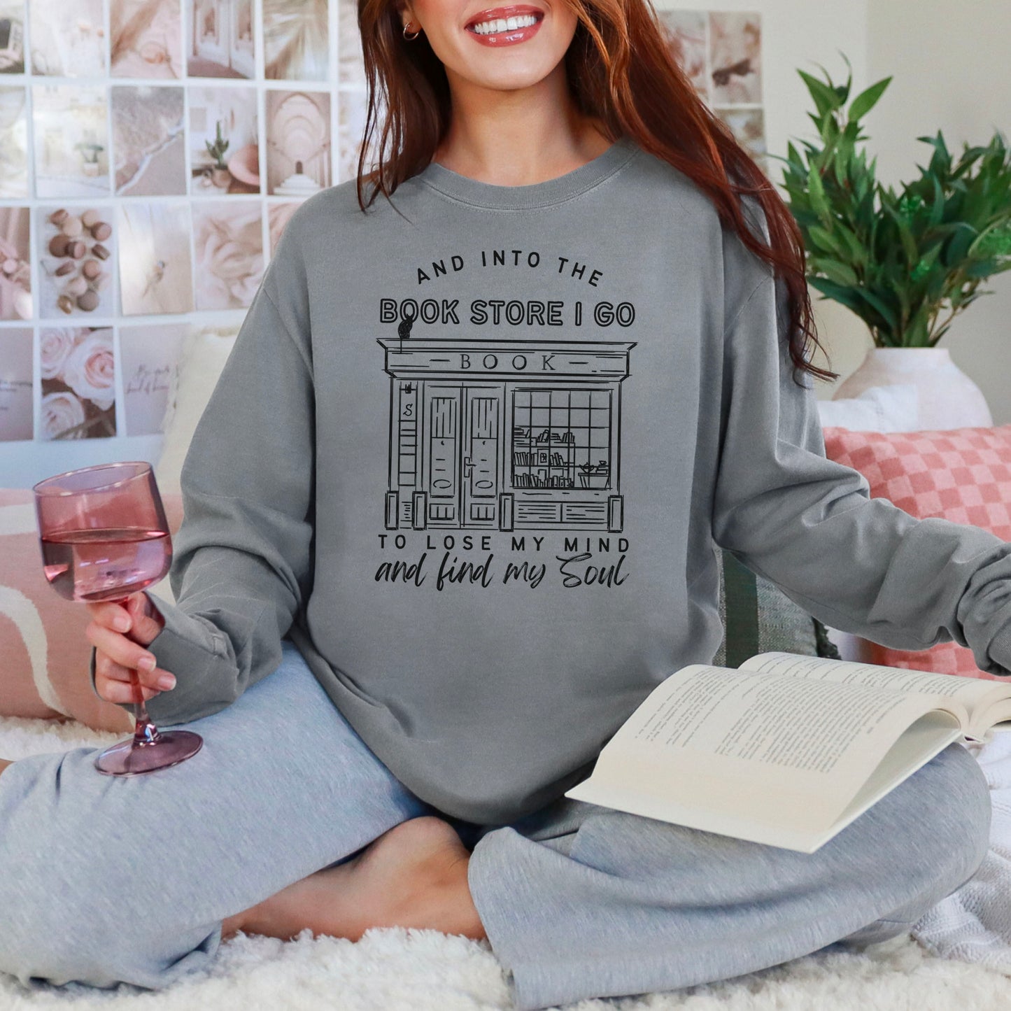 Into the Bookstore I Go Comfort Colors Long Sleeve Shirt | Premium Heavyweight Bookish Apparel for Cozy Bookstore Adventures