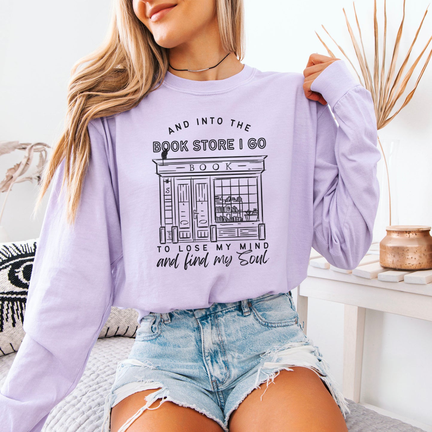 Into the Bookstore I Go Comfort Colors Long Sleeve Shirt | Premium Heavyweight Bookish Apparel for Cozy Bookstore Adventures