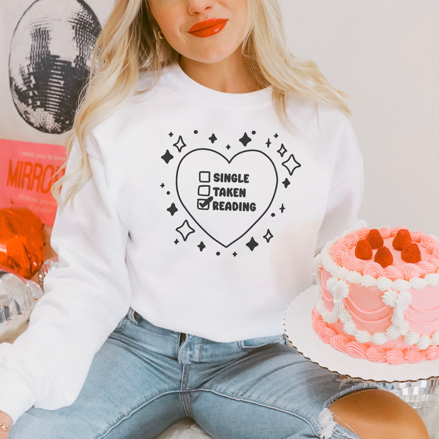 Single Taken Reading Premium Heavyweight Comfort Colors Sweatshirt | Cozy Valentine's Day Gift for Book Lovers