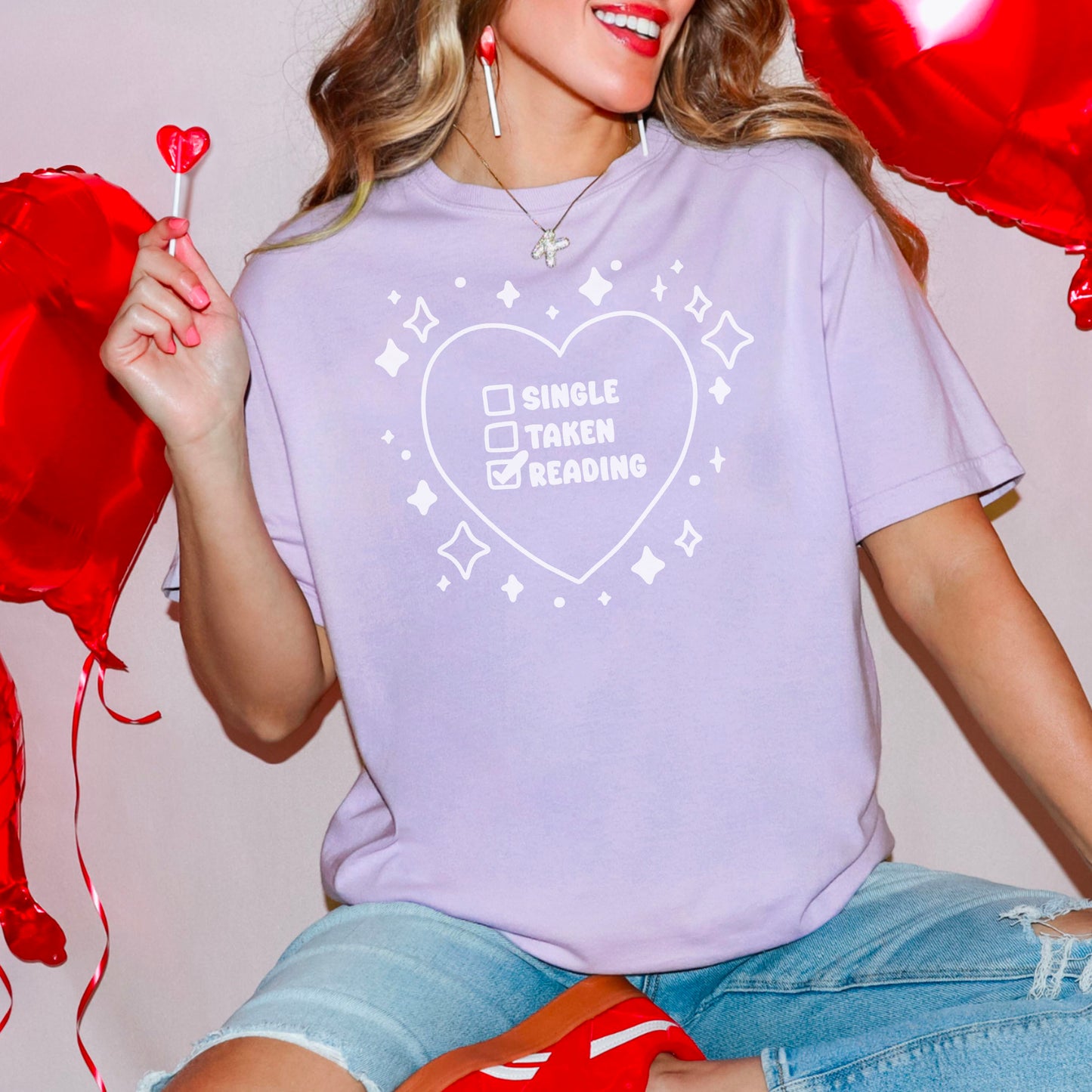 Single Taken Reading Bookish Premium Comfort Colors Shirt for Valentine's Day