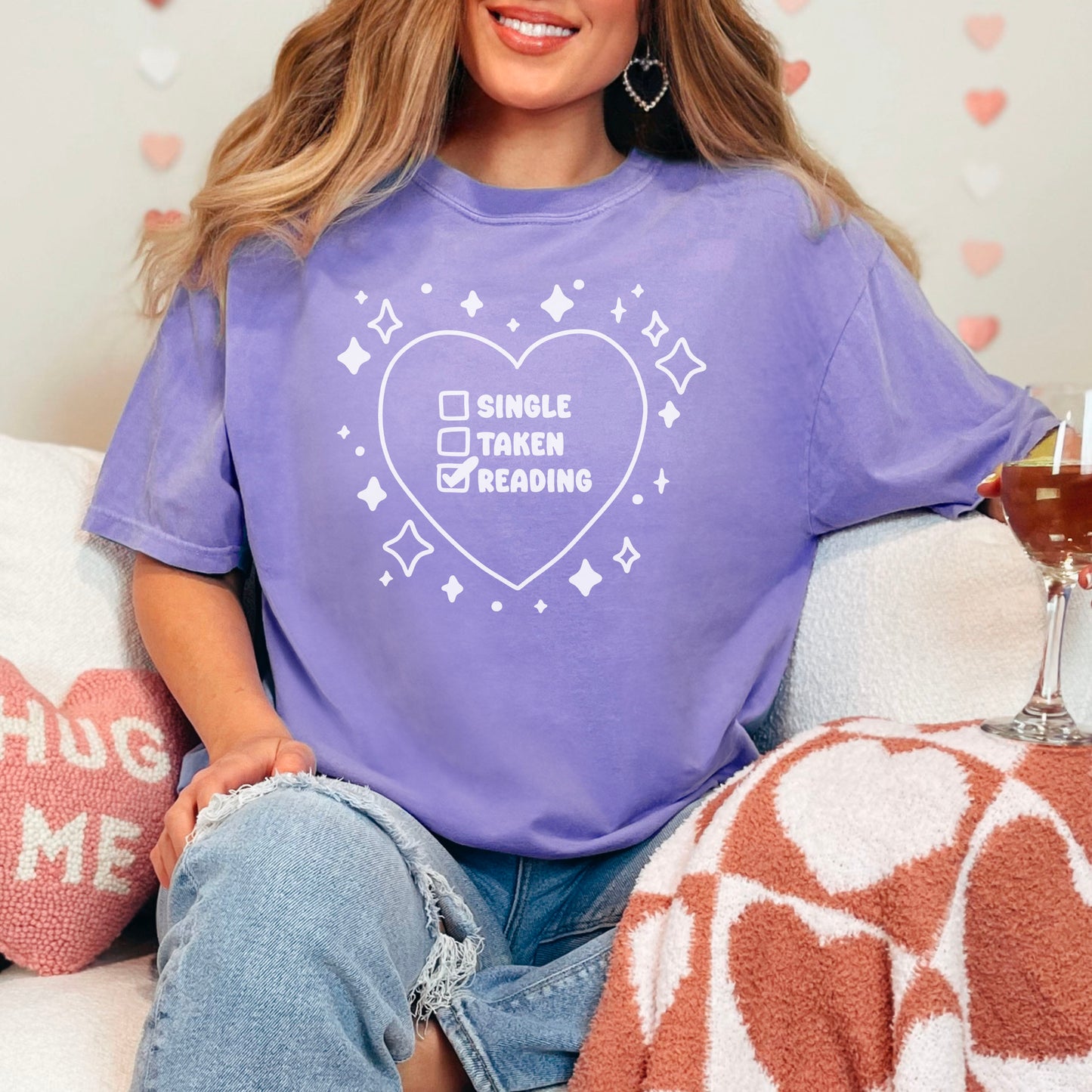 Single Taken Reading Bookish Premium Comfort Colors Shirt for Valentine's Day