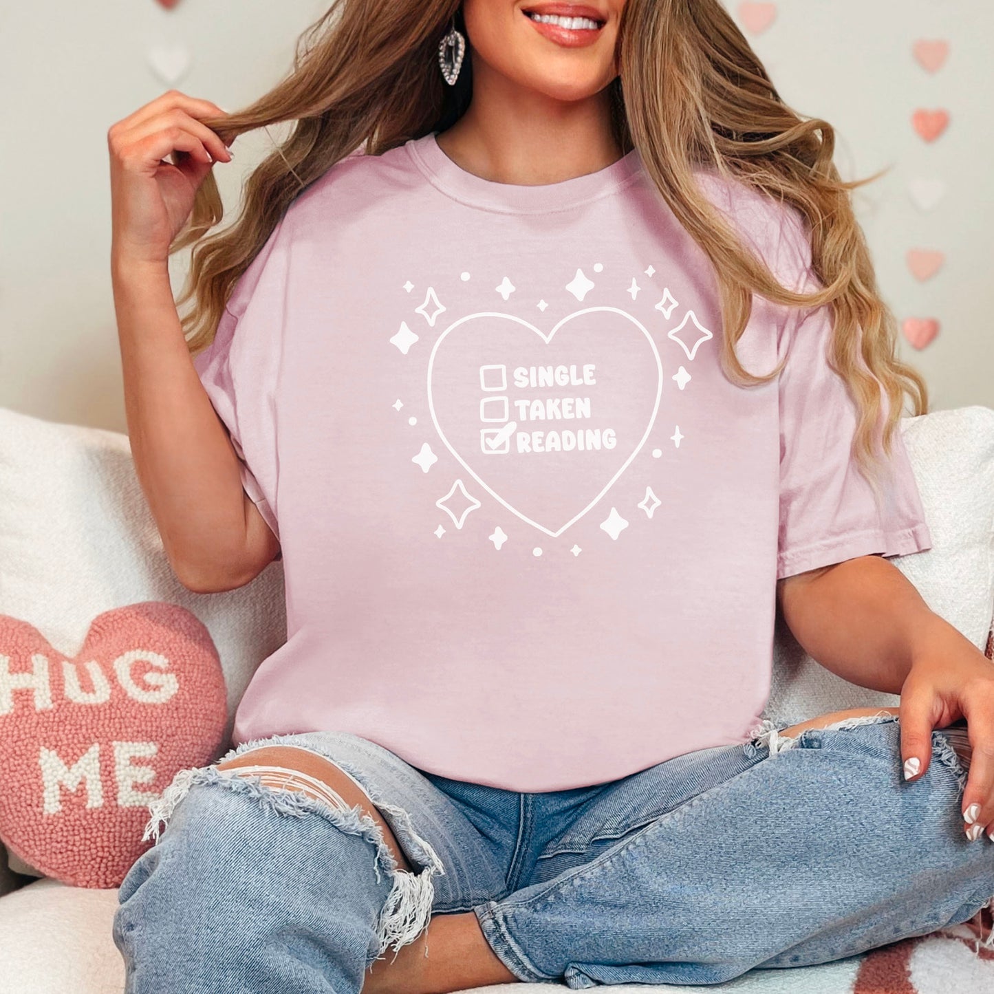 Single Taken Reading Bookish Premium Comfort Colors Shirt for Valentine's Day