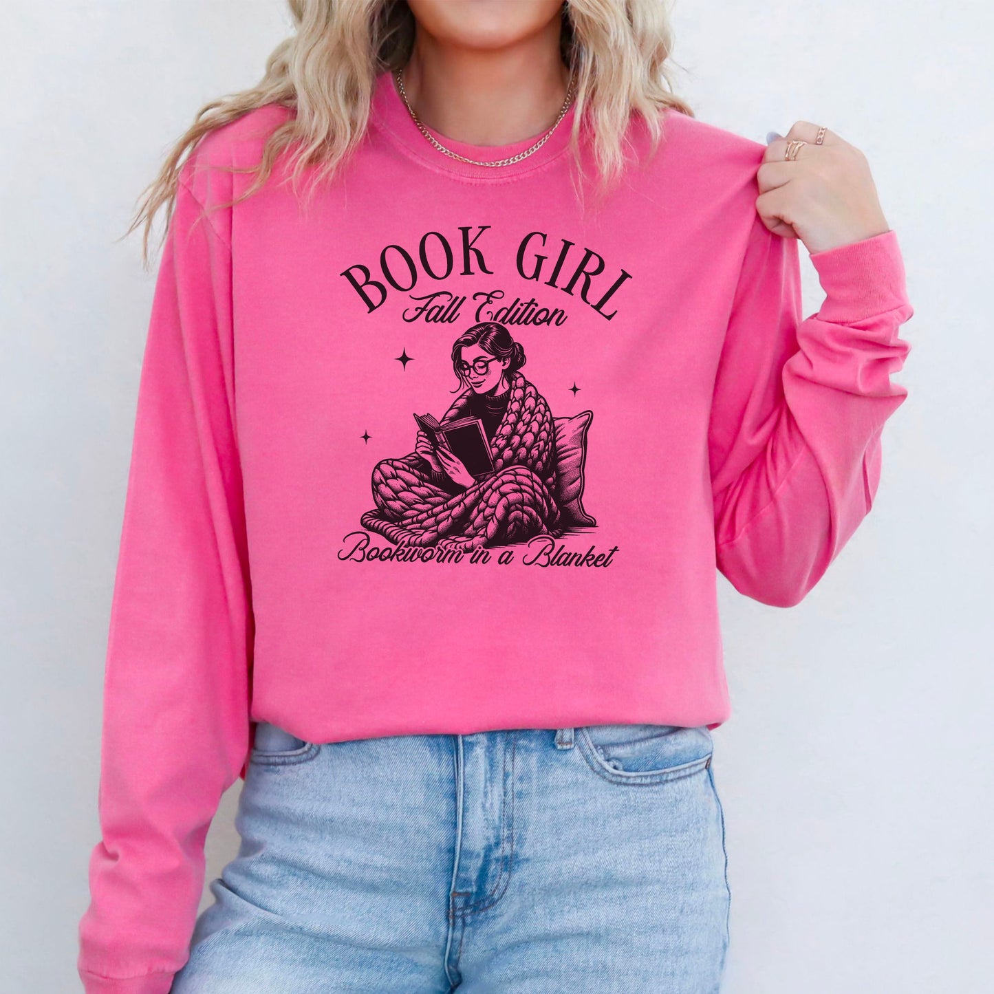 Book Girl Fall Edition – Comfort Colors Long Sleeve Shirt | Cozy Reading Tee