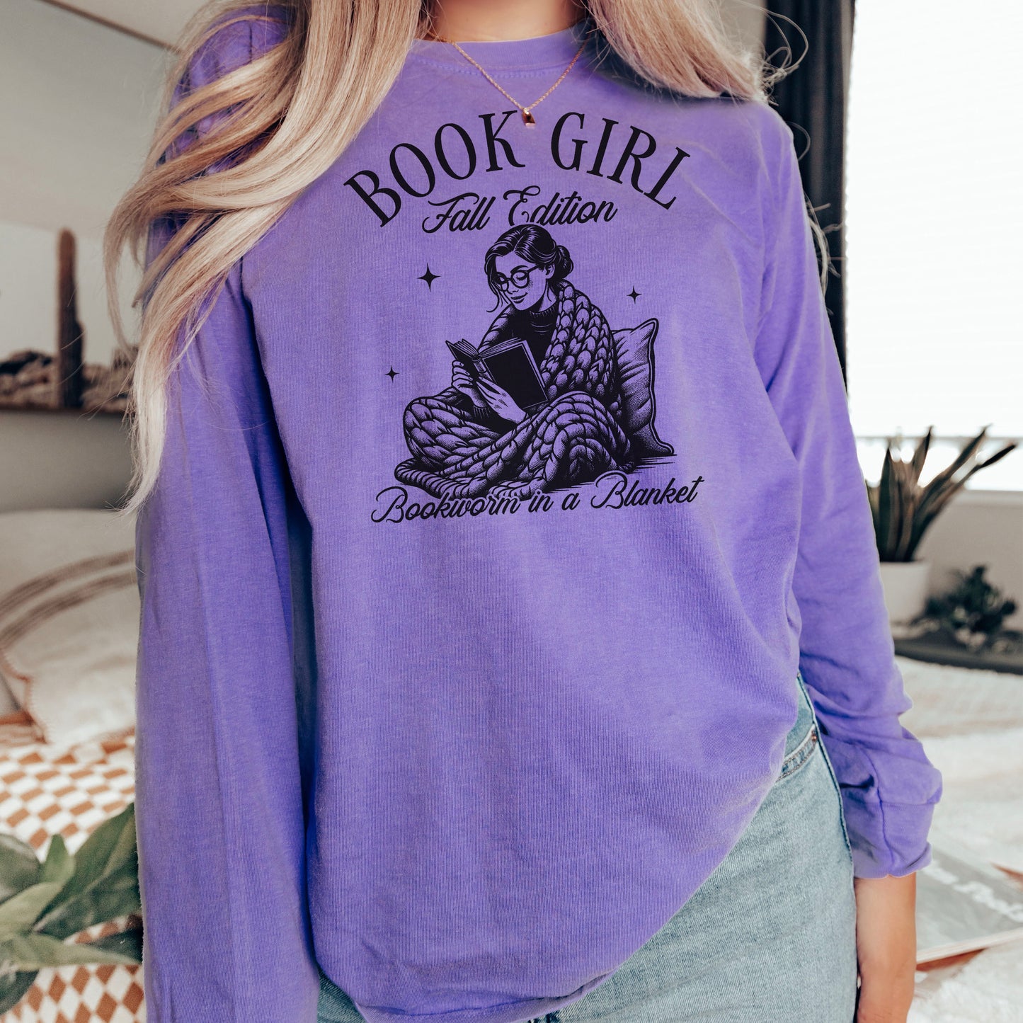 Book Girl Fall Edition – Comfort Colors Long Sleeve Shirt | Cozy Reading Tee