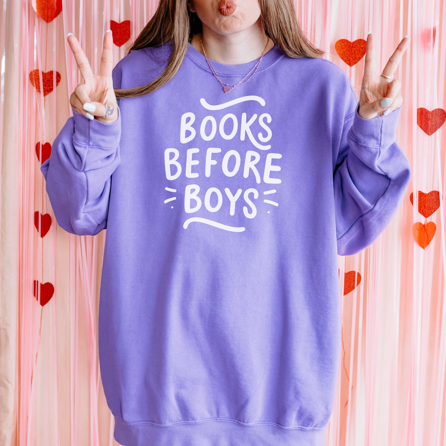 Books Before Boys Premium Comfort Colors Sweatshirt for Book Lovers | Perfect Valentine's Day Gift for Readers