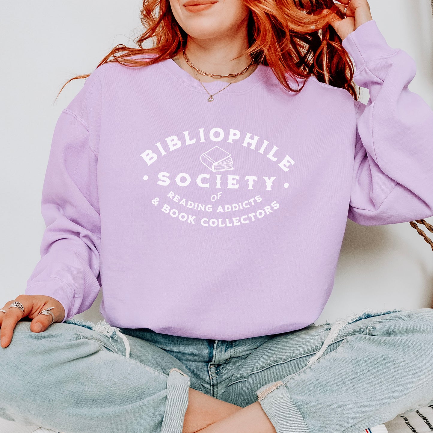 Bibliophile Society Comfort Colors Sweatshirt | Cozy Bookish Design for Readers and Collectors
