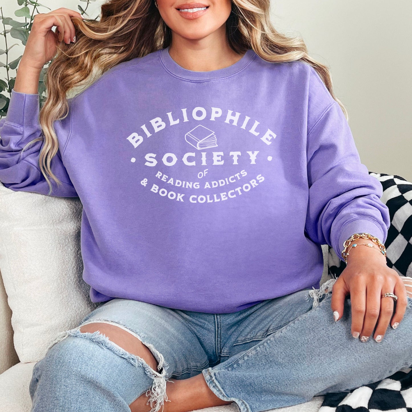 Bibliophile Society Comfort Colors Sweatshirt | Cozy Bookish Design for Readers and Collectors