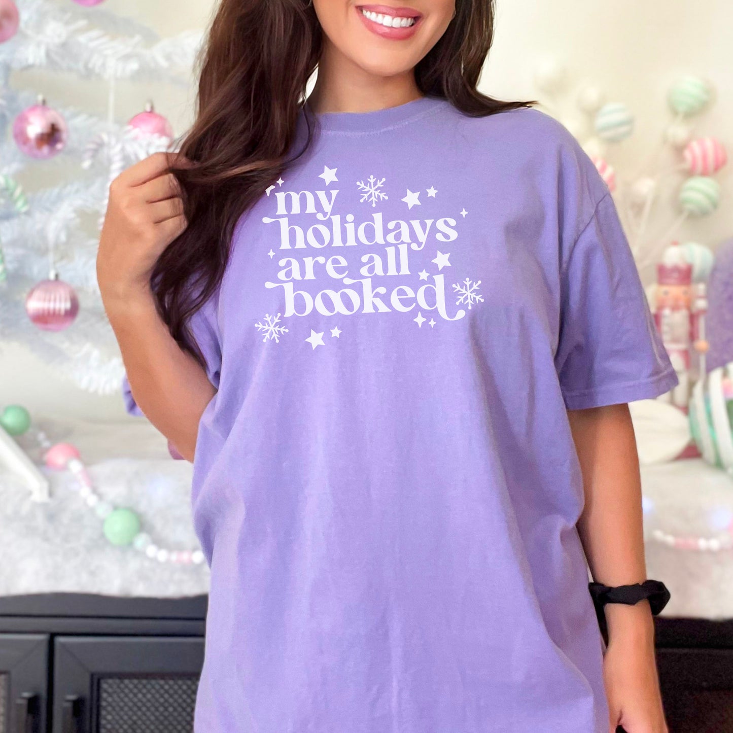 My Holidays Are All Booked - Heavyweight Comfort Colors Christmas Shirt for Book Lovers
