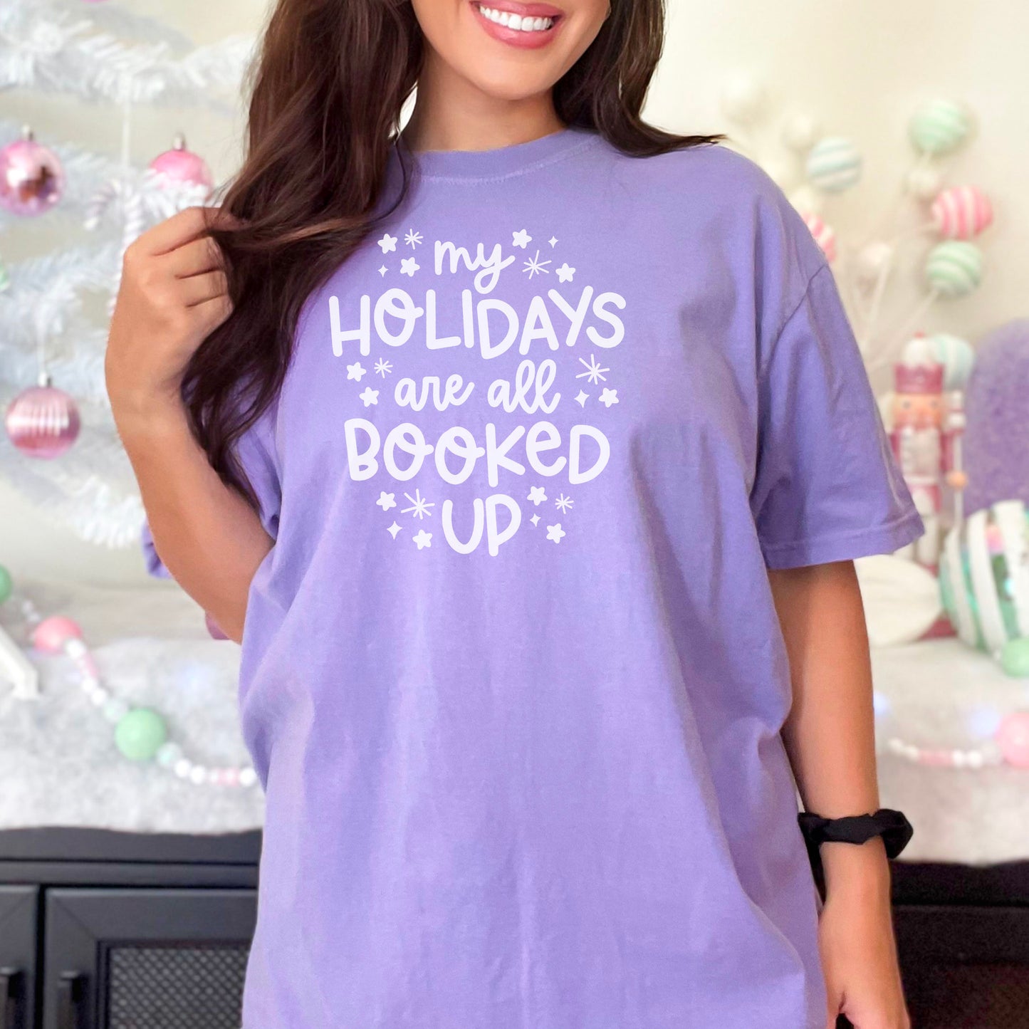 My Holidays Are All Booked Up - Comfort Colors Premium Bookish Christmas Shirt