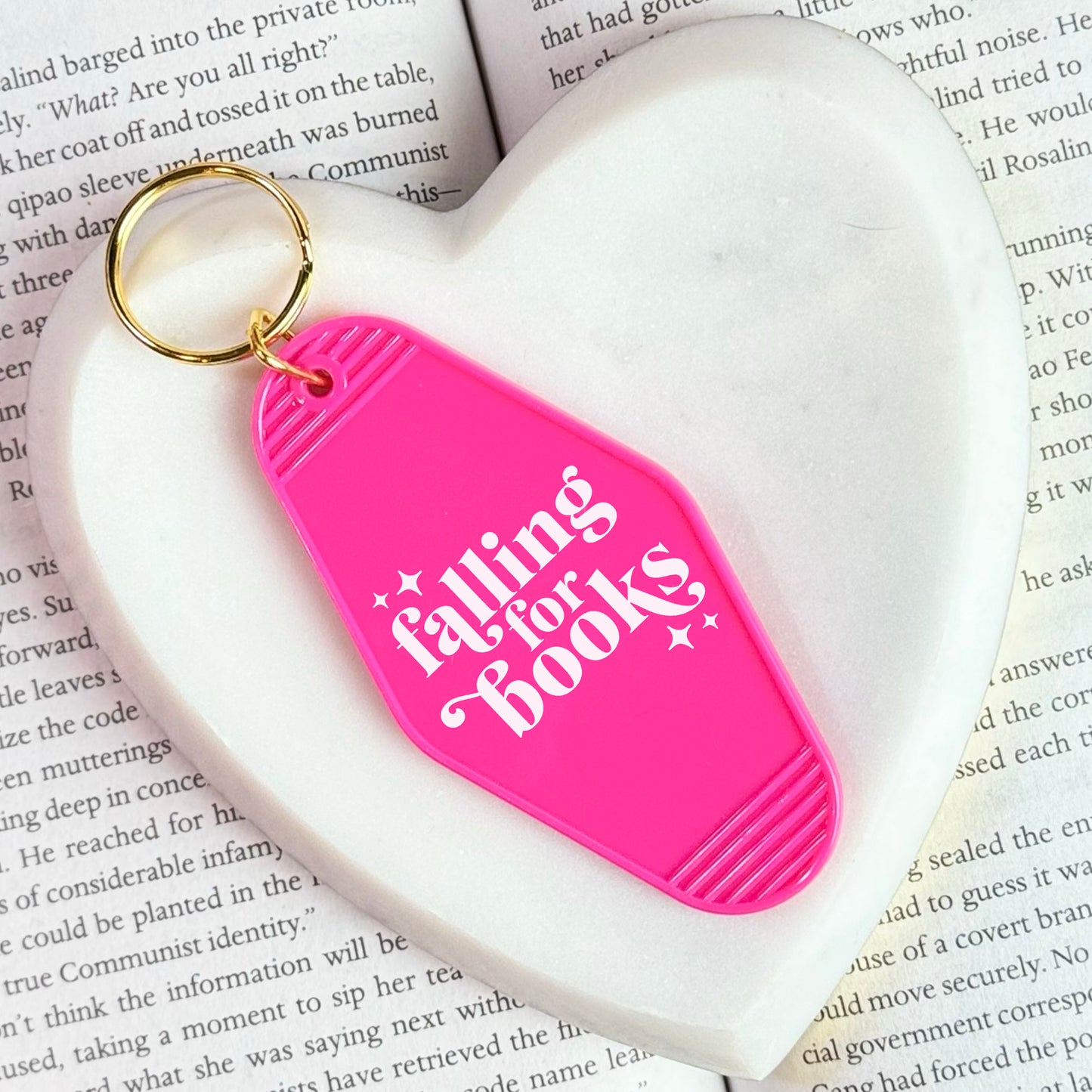 Falling For Books Motel Keychain