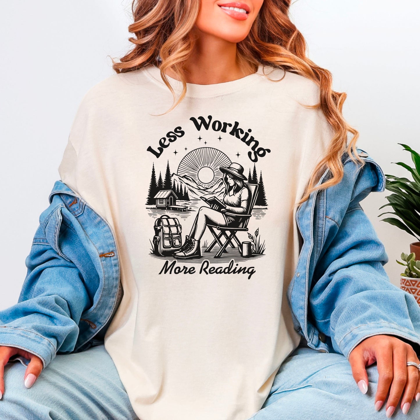 Less Working More Reading - Comfort Colors Heavyweight Shirt | Cozy Bookworm Tee Perfect for Summer and Fall