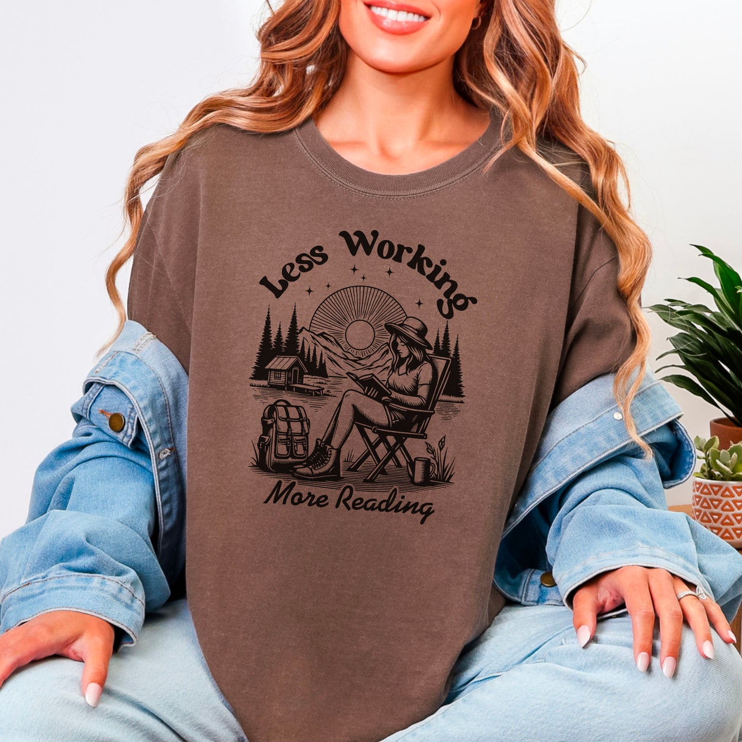 Less Working More Reading - Comfort Colors Heavyweight Shirt | Cozy Bookworm Tee Perfect for Summer and Fall