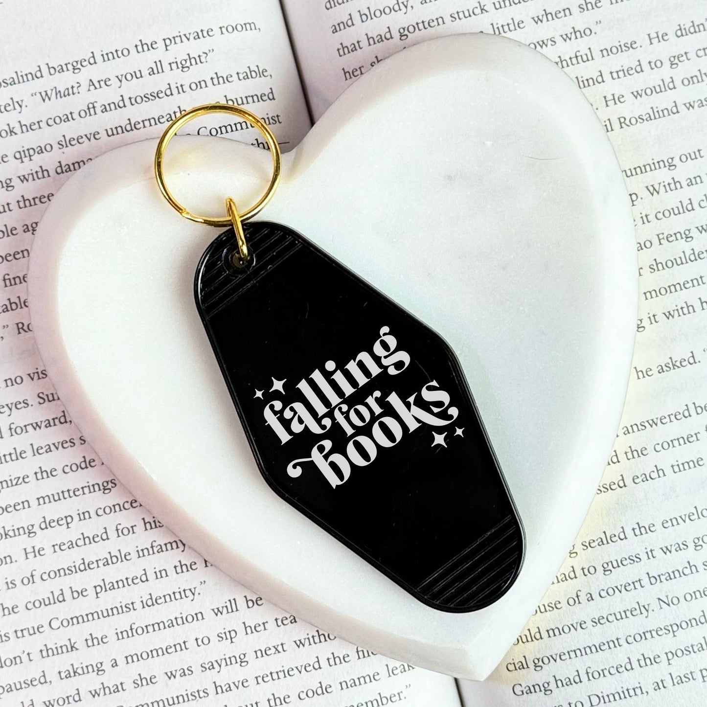 Falling For Books Motel Keychain