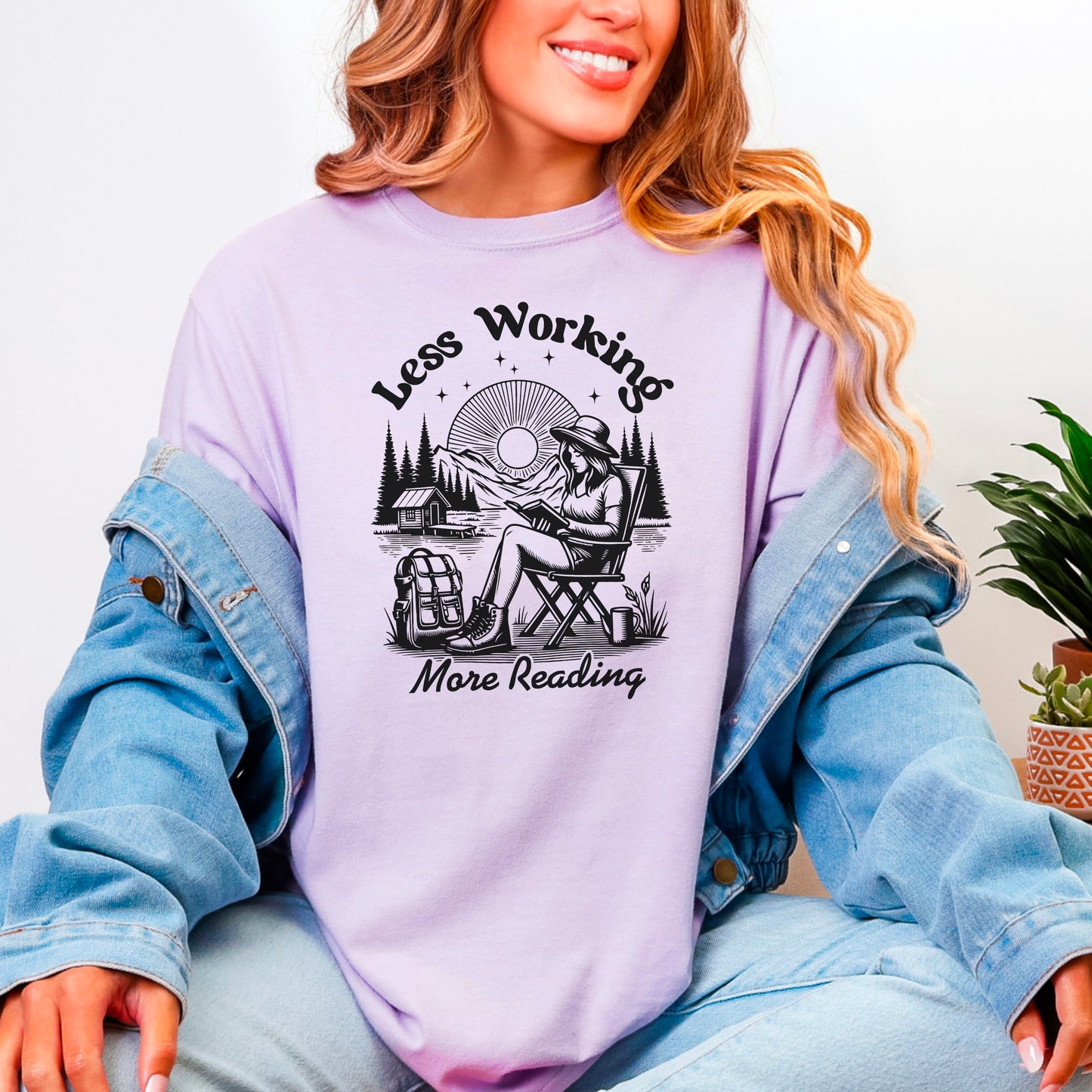 Less Working More Reading - Comfort Colors Heavyweight Shirt | Cozy Bookworm Tee Perfect for Summer and Fall