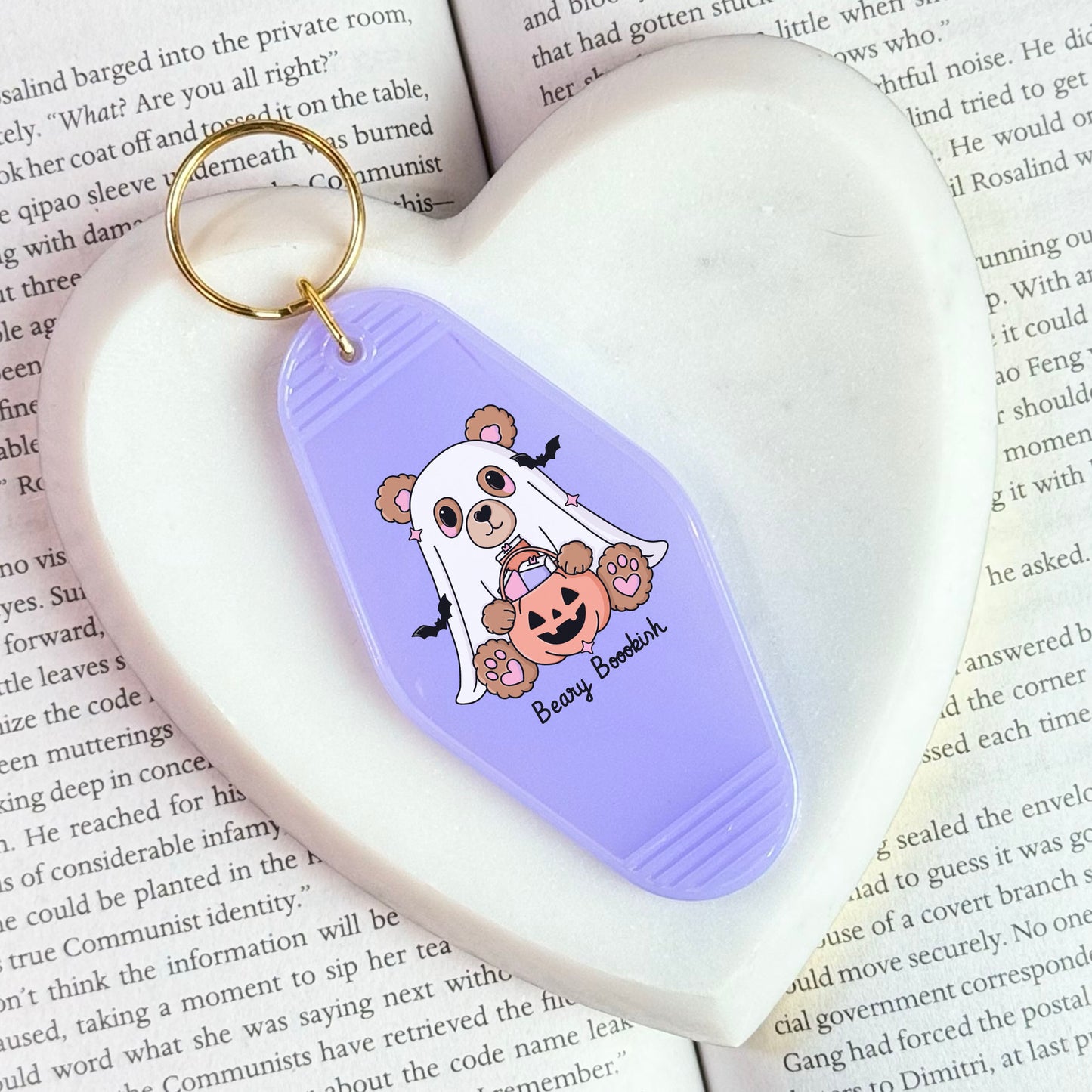 Beary Bookish Motel Keychain