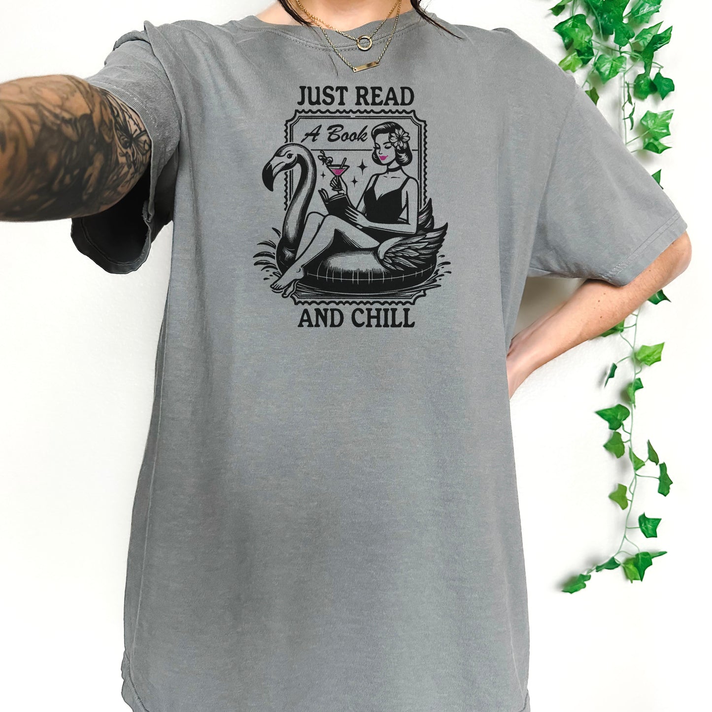 Just Read and Chill Premium Heavyweight Comfort Colors Shirt - Retro Summer Bookish Tee