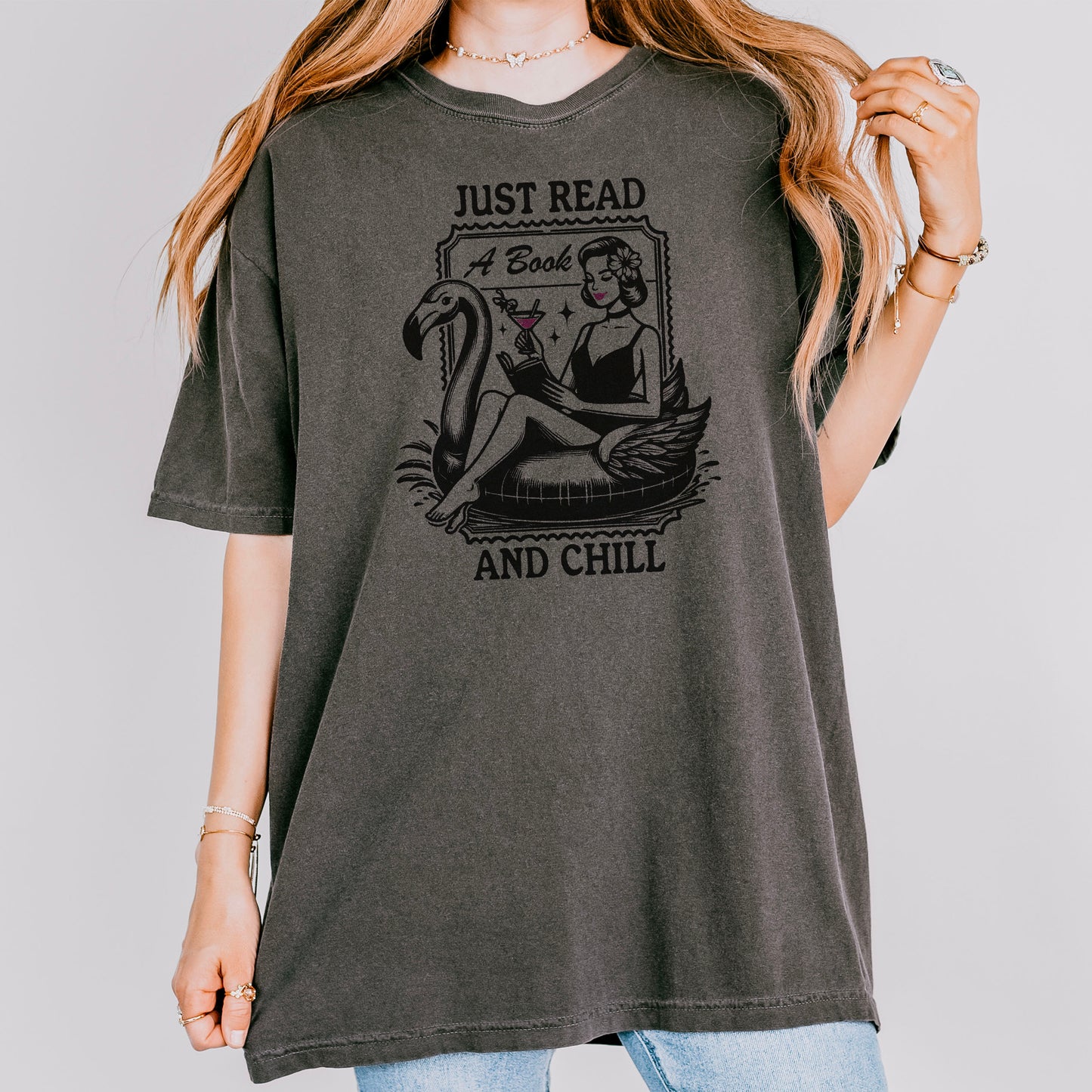 Just Read and Chill Premium Heavyweight Comfort Colors Shirt - Retro Summer Bookish Tee
