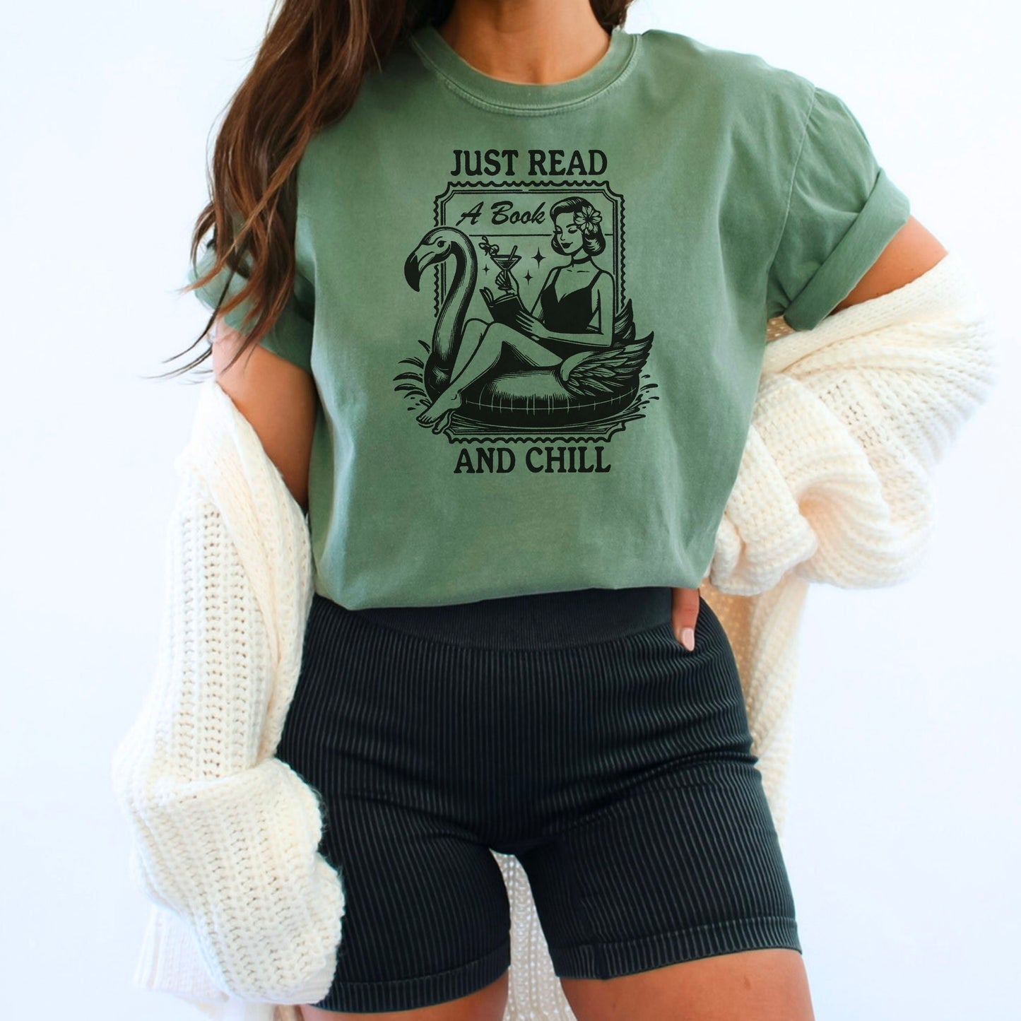 Just Read and Chill Premium Heavyweight Comfort Colors Shirt - Retro Summer Bookish Tee