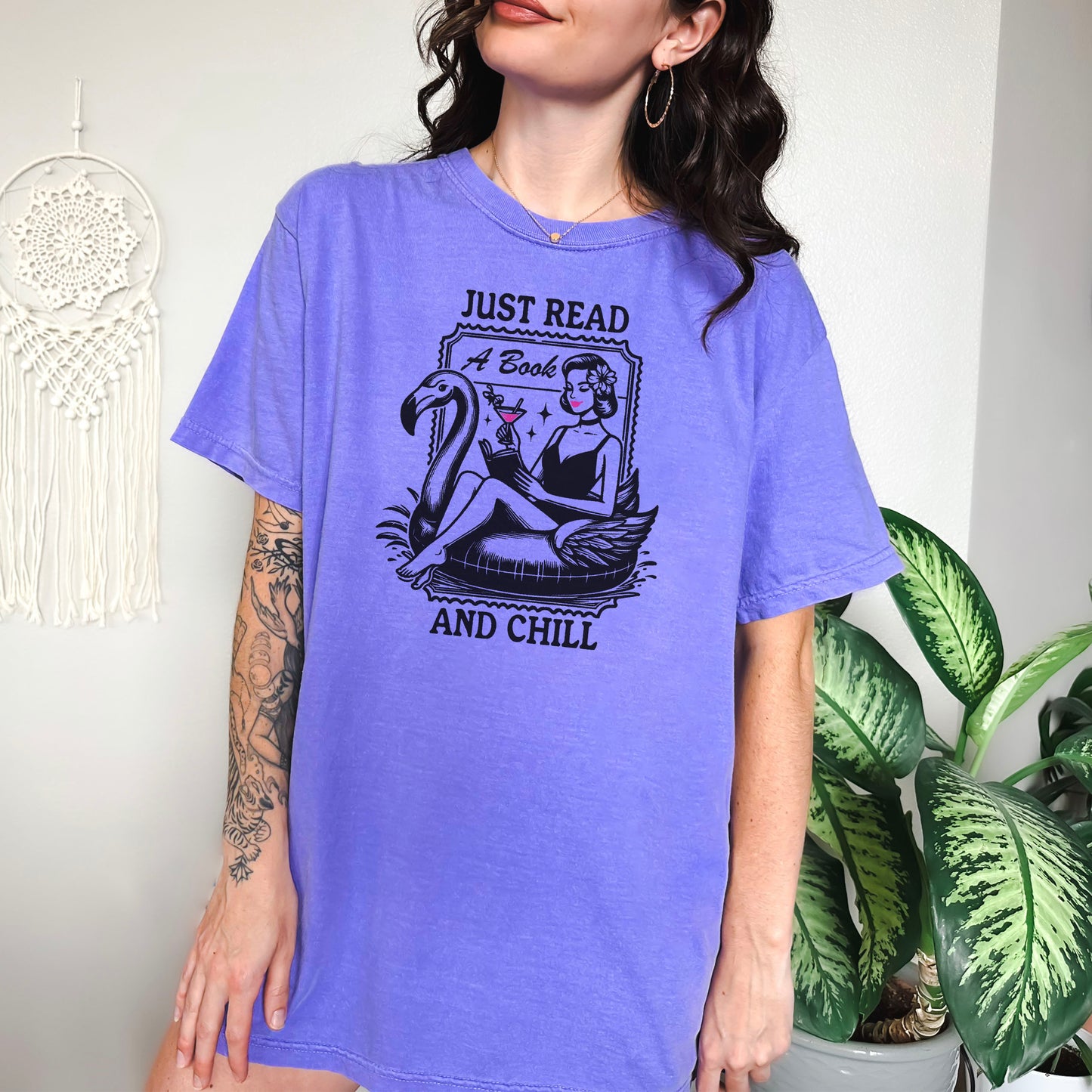 Just Read and Chill Premium Heavyweight Comfort Colors Shirt - Retro Summer Bookish Tee