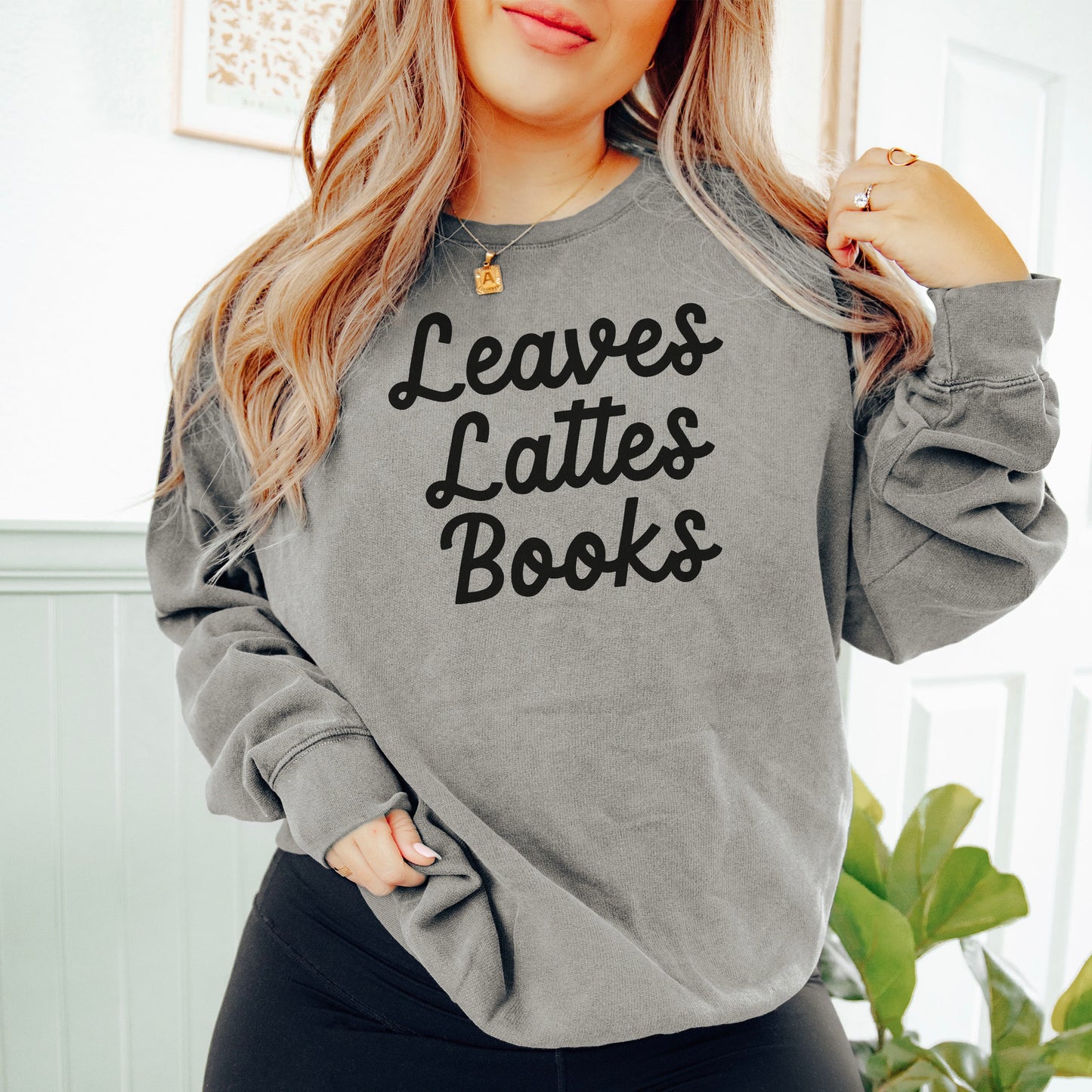 Leaves Lattes Boooks Lightweight Premium Sweatshirt