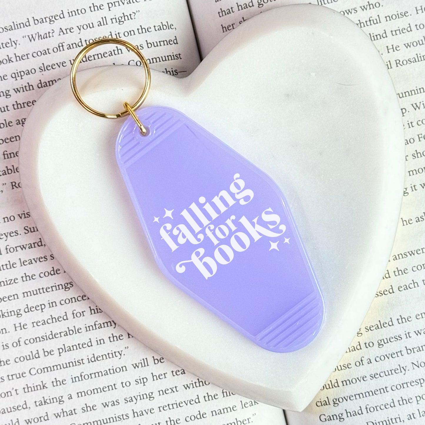 Falling For Books Motel Keychain