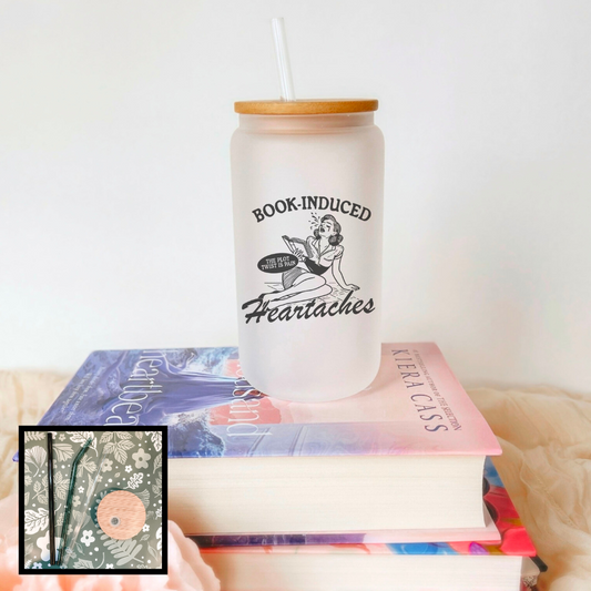 Book Induced Heartache Frosted Glass Cup