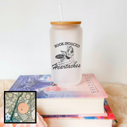 Book Induced Heartache Frosted Glass Cup