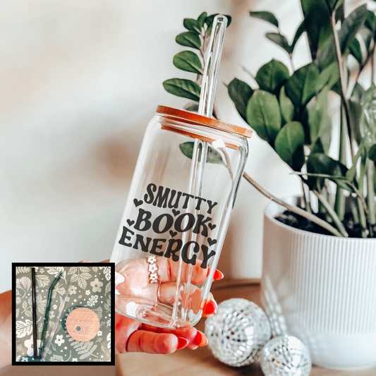 Smutty Book Energy Clear Glass Cup