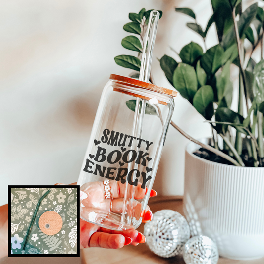 Smutty Book Energy Clear Glass Cup