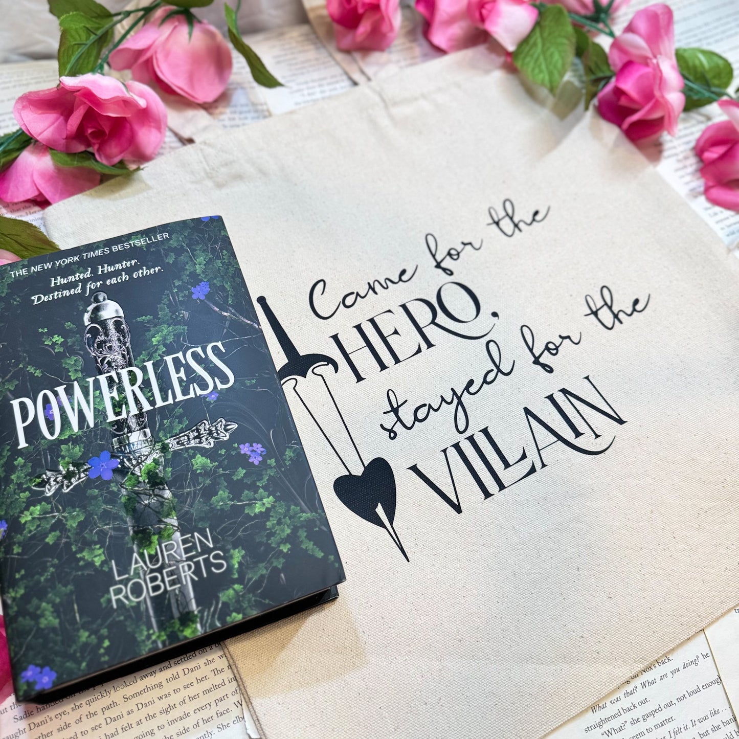 Came for the Hero, Stayed for the Villain Canvas Tote Bag | Bookish Accessory for Readers