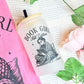 Book Girl Fall Edition - 16oz Frosted Glass Cup | Cozy Bookworm Gift