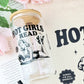 Hot Girls Read Clear Glass Cup with Bamboo Lid & Custom Straw Options | Gift for Readers
