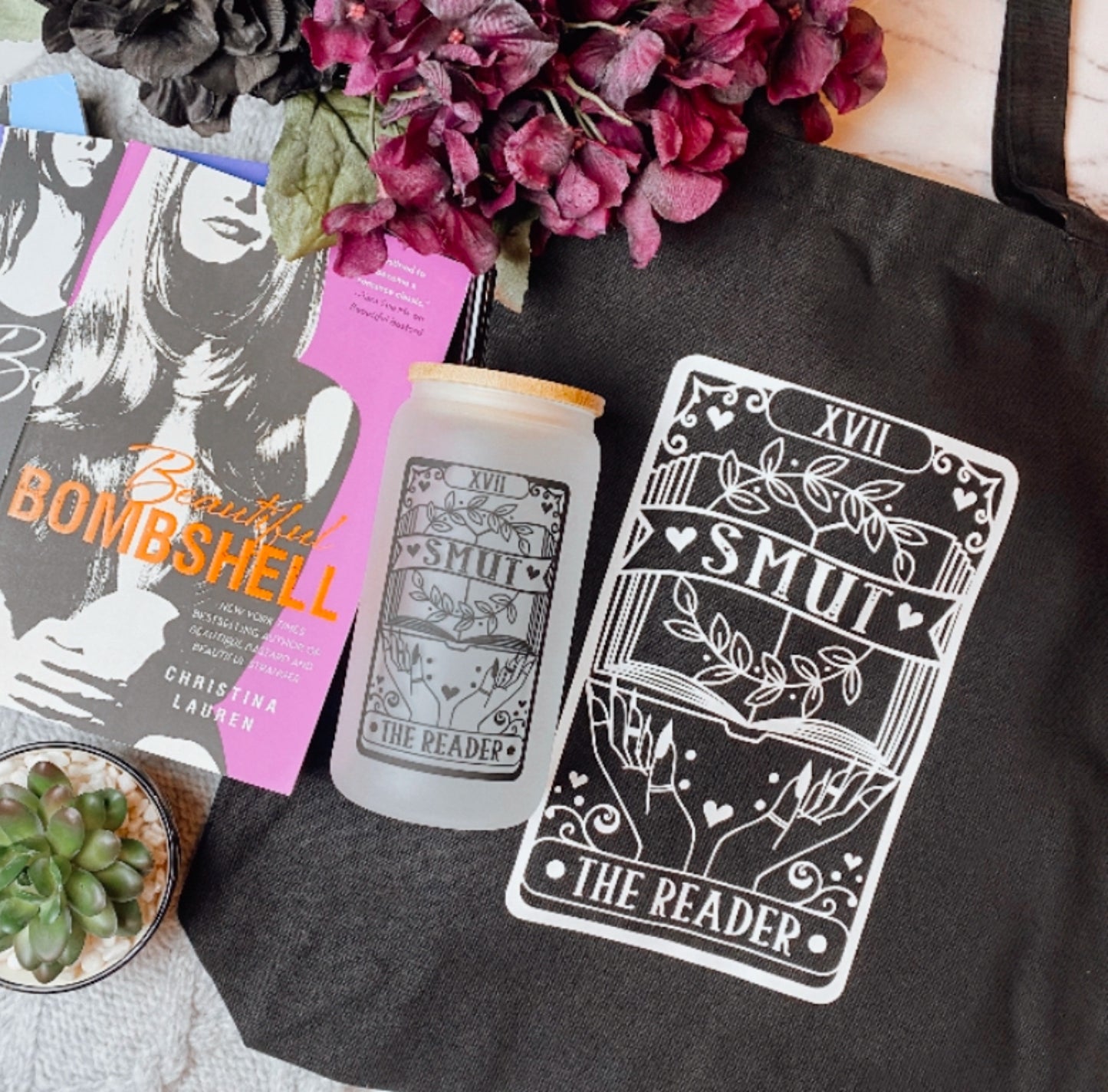 Smut The Reader Bookish Canvas Tote Bag | Spicy Booktok Tote Bag For Smut Readers