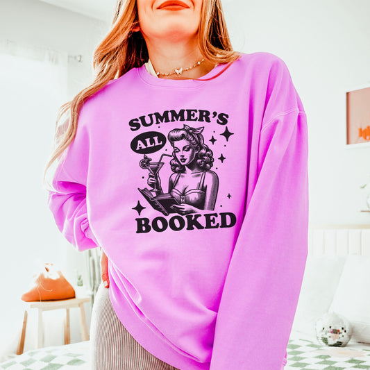 Summer’s All Booked Lightweight Comfort Colors Sweatshirt – Retro Bookish Style