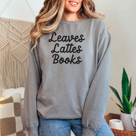 Leaves, Lattes, Books Premium Sweatshirt - Natalia’s Design Studio