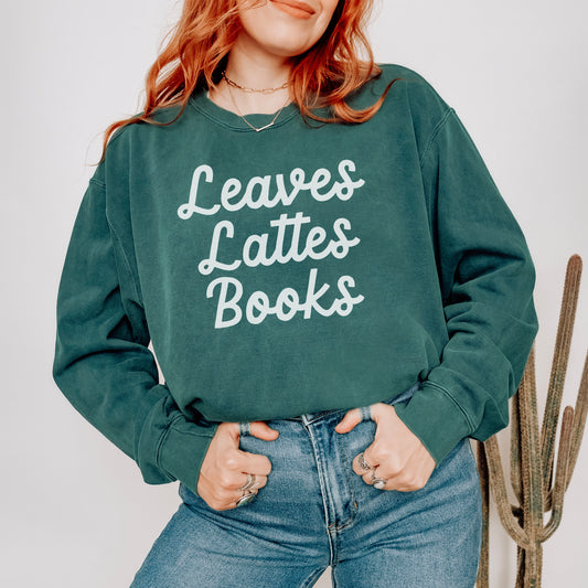 Leaves, Lattes, Books Premium Sweatshirt - Natalia’s Design Studio