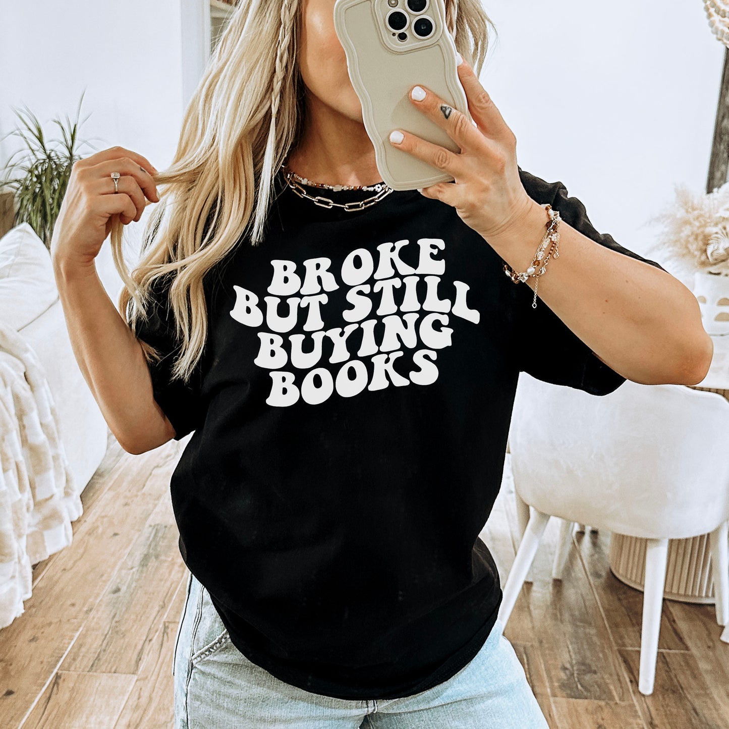 Broke But Still Buying Books Premium T-Shirt - Natalia’s Design Studio