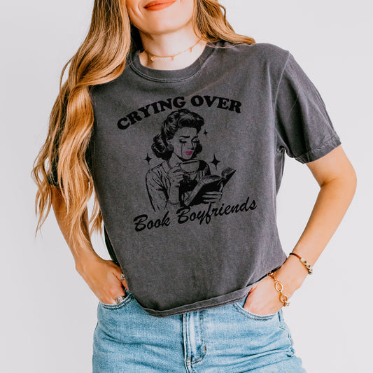 Crying Over Book Boyfriends Premium Cropped Boxy Shirt