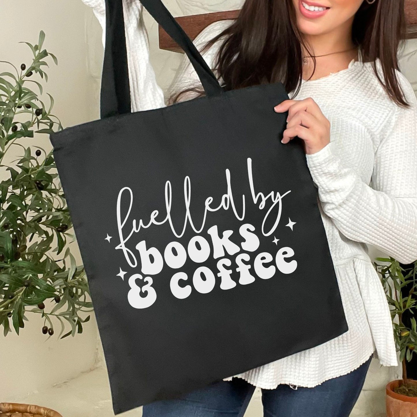 Fueled by Books and Coffee Tote Bag - Natalia’s Design Studio