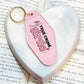 True Crime Girlie Motel Keychain for Mystery and Crime Book Lovers