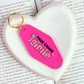 True Crime Girlie Motel Keychain for Mystery and Crime Book Lovers
