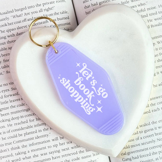 Let’s Go Book Shopping Retro Motel Keychain – UVF Decal Bookish Accessory