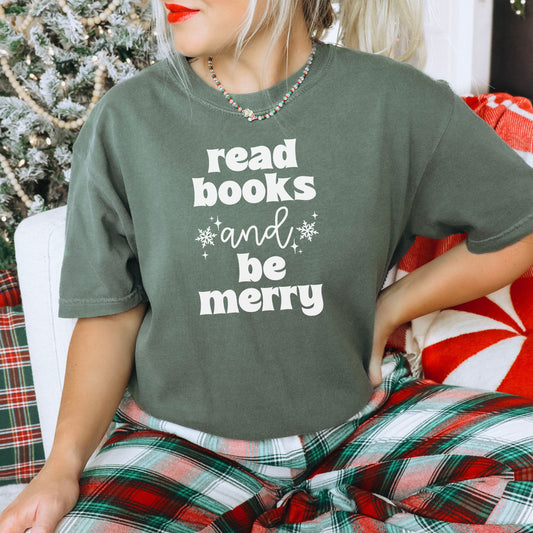 Read Books And Be Merry Heavyweight Comfort Colors Shirt