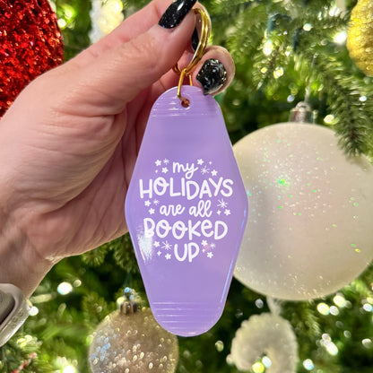 My Holidays Are All Booked Up Keychain – Festive Bookish Motel Keychain for Readers