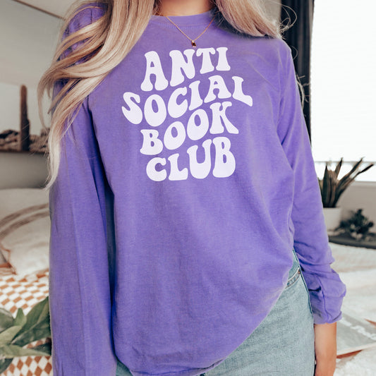 Anti-Social Book Club Long Sleeve Shirt | Premium Comfort Colors Tee for Book Lovers