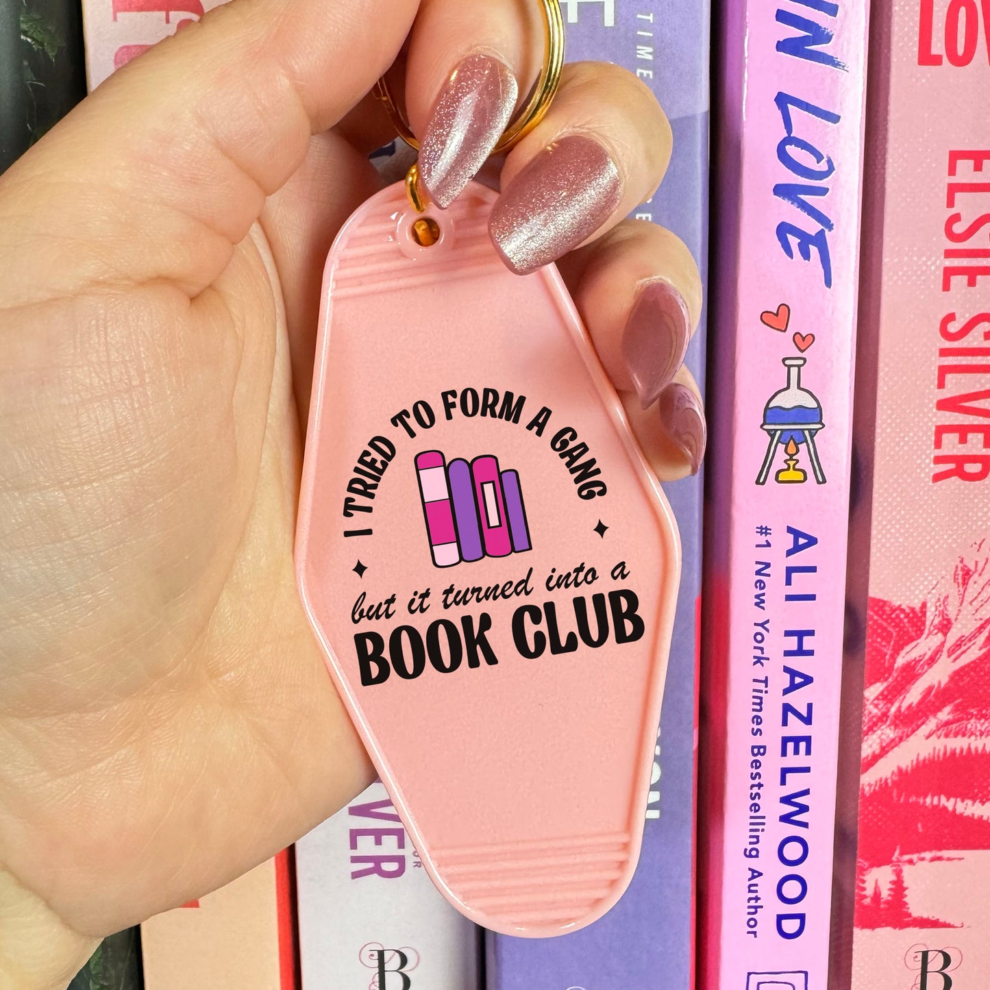 I Tried to Form a Gang But It Turned Into a Book Club Motel Keychain, Retro Reader Aesthetic Keychain For Book Lovers | Literary Gift For Readers, Cute Bookish Accessories