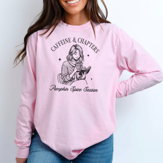 Caffeine and Chapters Premium Long Sleeve Shirt