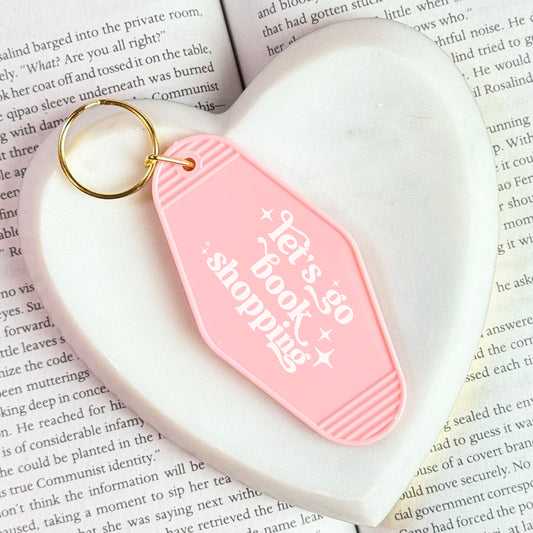 Let’s Go Book Shopping Retro Motel Keychain – UVF Decal Bookish Accessory