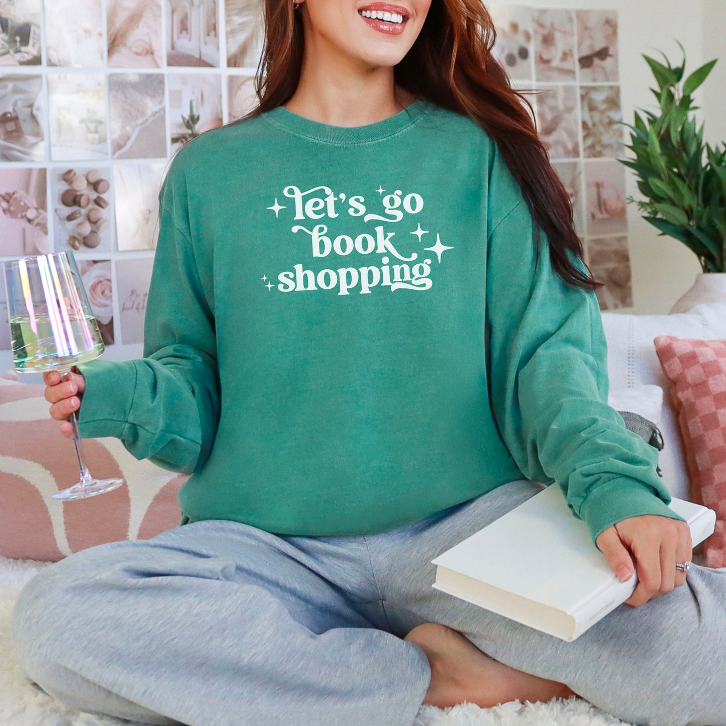 Let’s Go Book Shopping Retro Long Sleeve | Heavyweight Comfort Colors Shirt | Bookish Merch